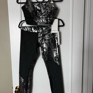 Lululemon Athletica Black and Silver High-Waist Leggings